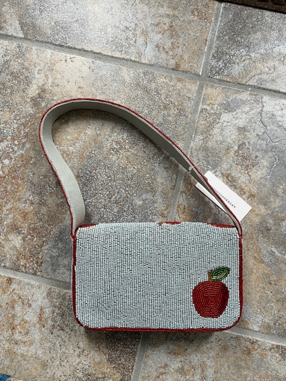 Anthropologie Fiona Beaded Bag Apple Food & Drink Edition NWT Shoulder Handbag - Picture 10 of 14